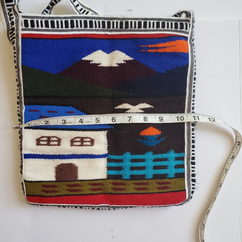 Woven Blanket wool Tote Bag/ crossbody bag - Picture 4 of 6